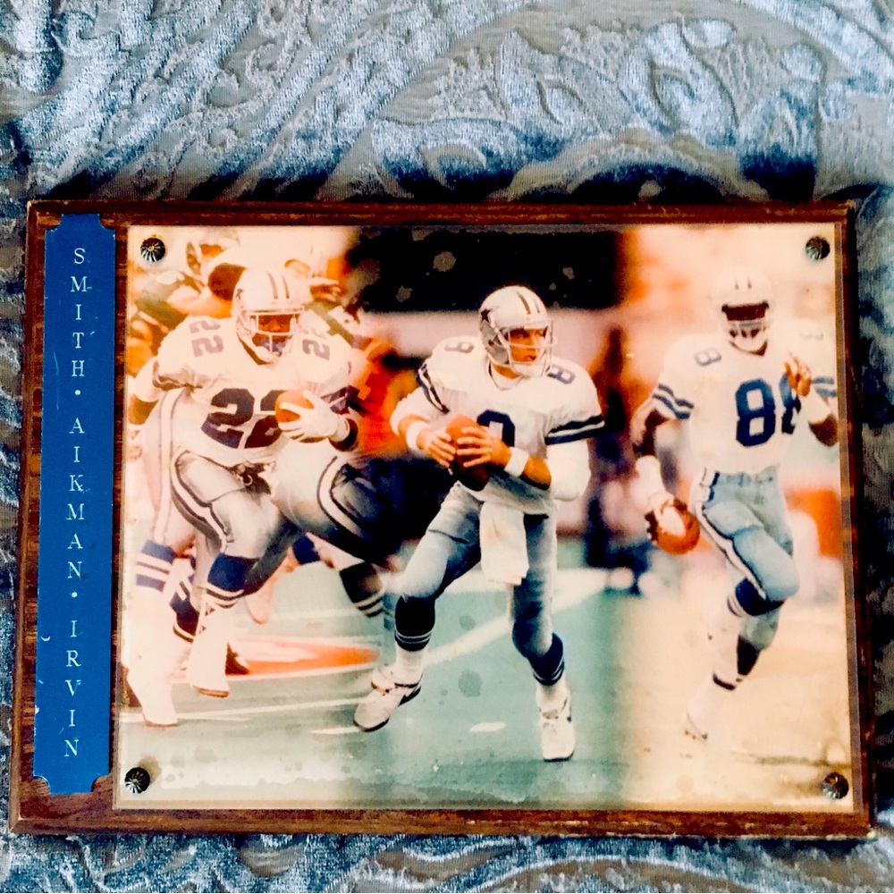 Vintage Dallas Cowboys Wall Plaque Troy Aikman, Emmitt Smith, and Michael Irvin
